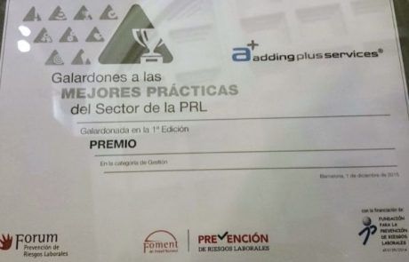 premio mejores practicas PRL Galardón a Addingplus como mejores practicas PRL 2015
