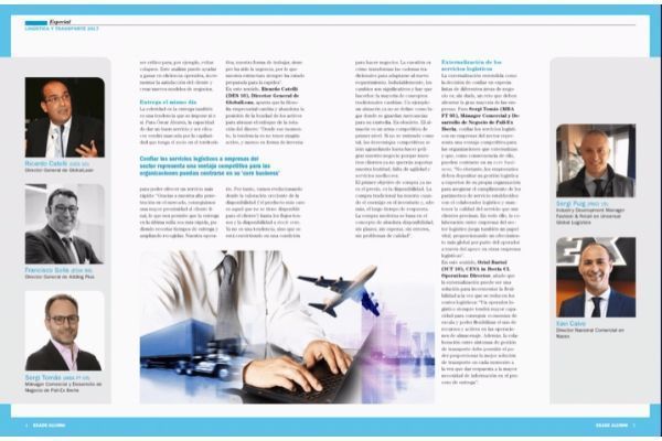 Imagen del Especial publicado en la revista Esade Alumni sobre logística y transporte 2017