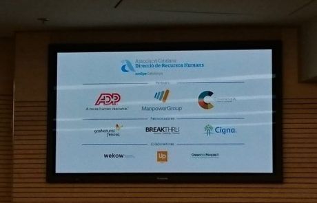 Pantalla presentación jornadas Pantalla presentación jornadas Aedipe con logos de empresas colaboradoras