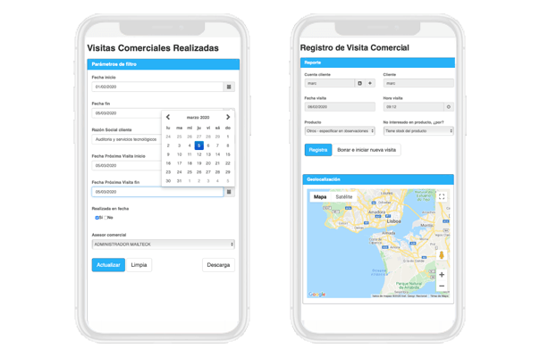 Registro visitas comerciales con Mobile reporting